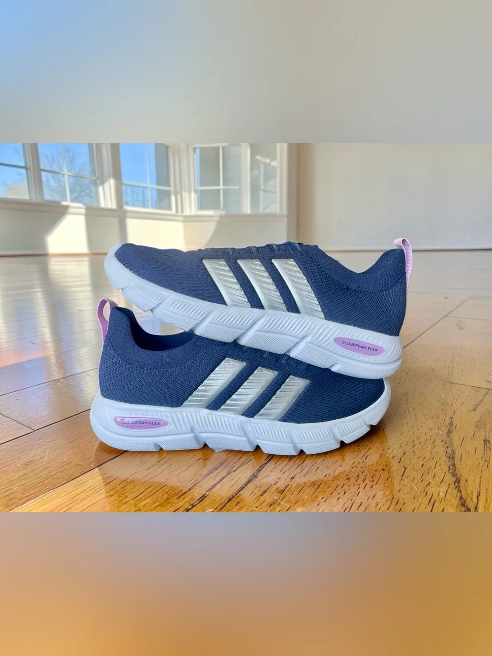 adidas Cloudfoam Flex Slounge NEW Women’s Size 7 WIDE (US) Blue/Silver/Lilac